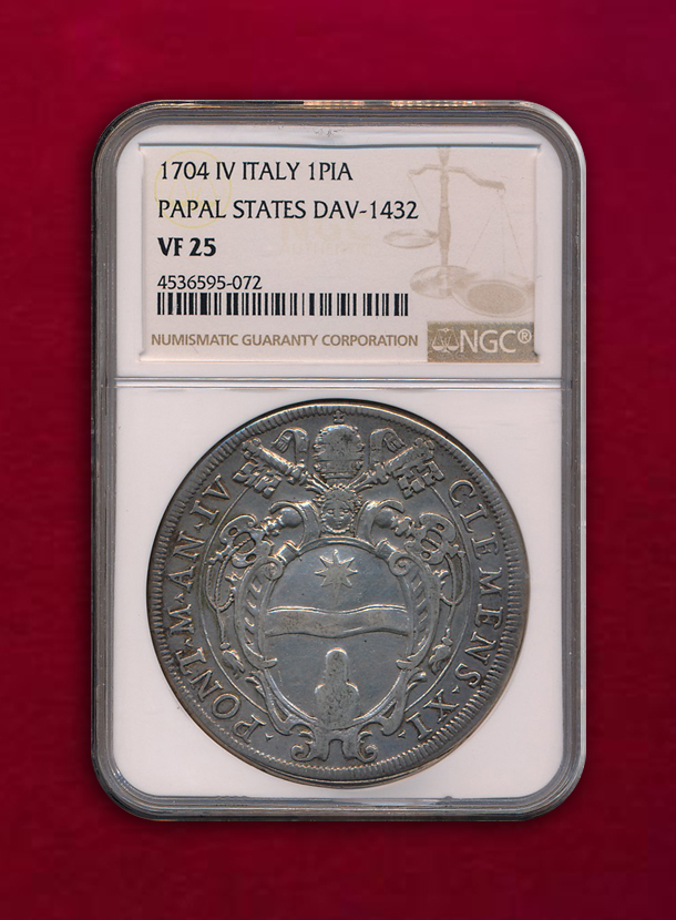 【イタリア・ローマ教皇領】Piastra  1704　クレメンス11世