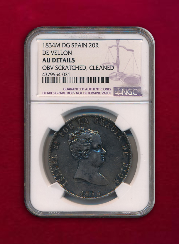 【スペイン】20 Reales　1834-M　イサベラ2世　