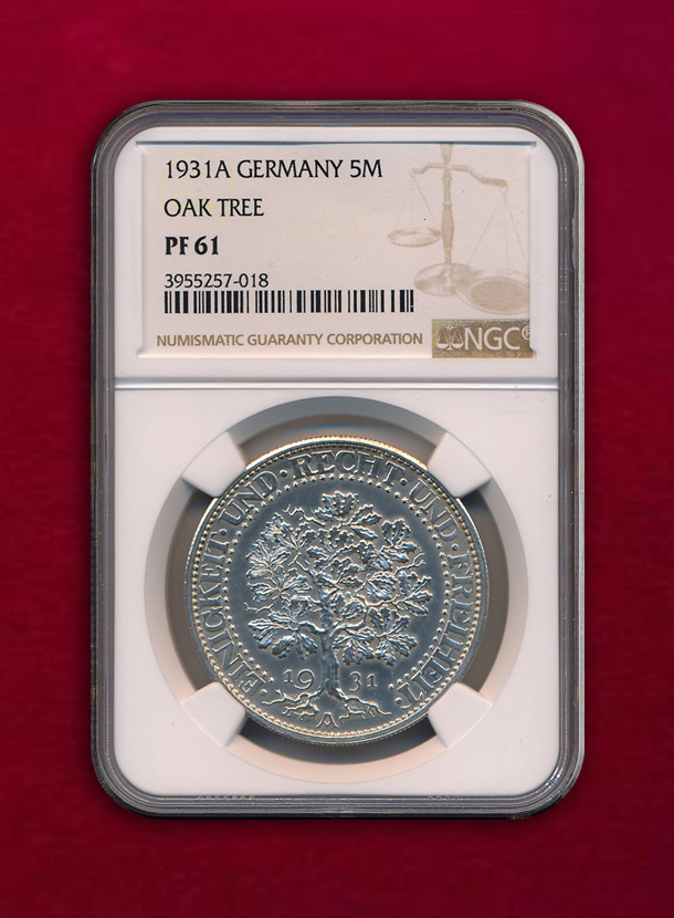 【ドイツ・ワイマール共和国】5 Mark  1931-A