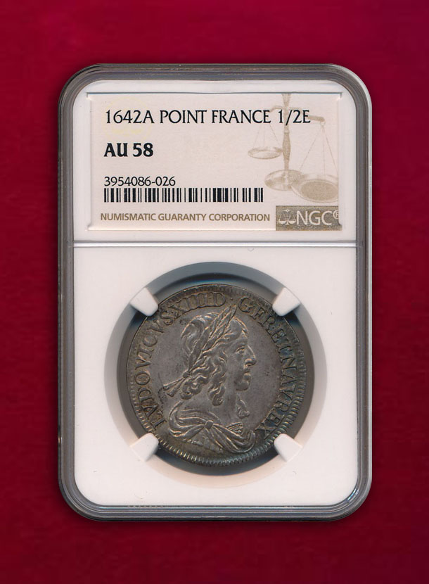 【フランス】1/2 Ecu 1642-A ルイ13世
