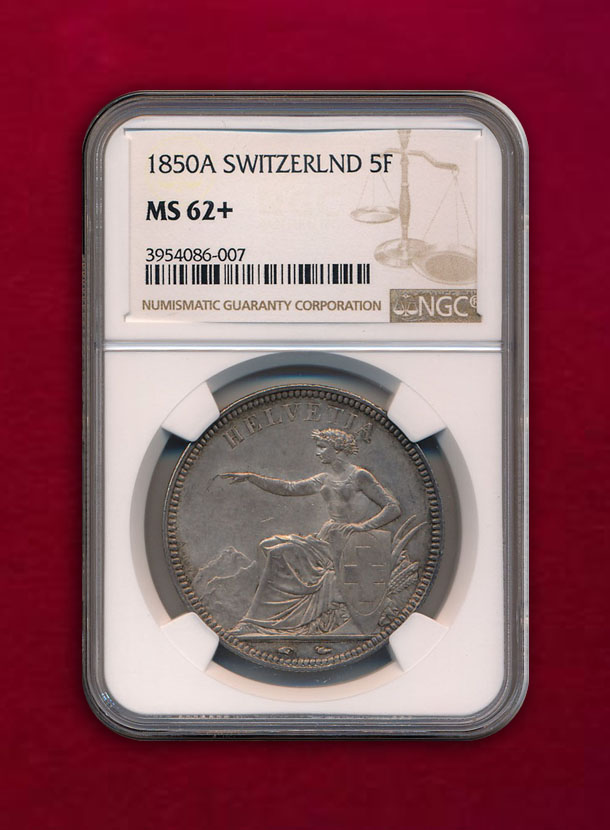 【スイス】5 Francs 1850-A