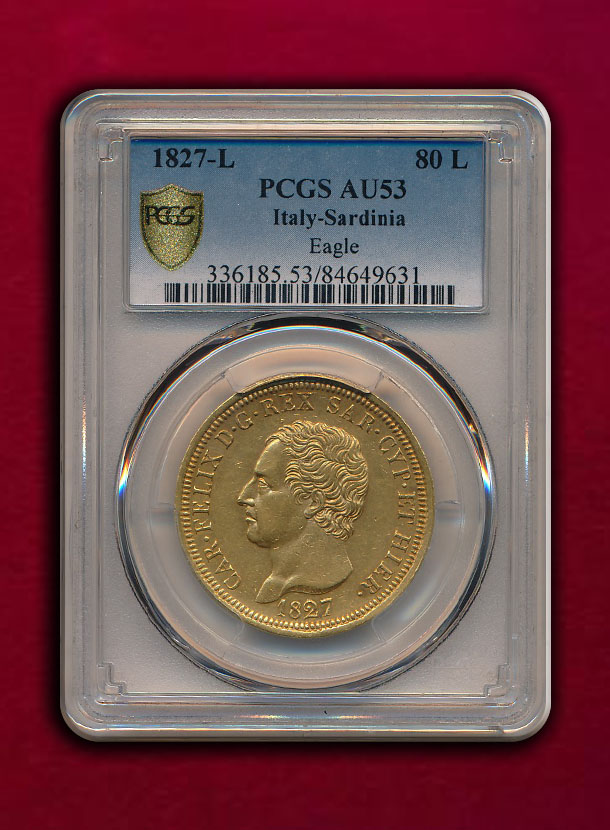 【イタリア・サルディニア】80 Lire 1827-L カルロ・フェリーチェ