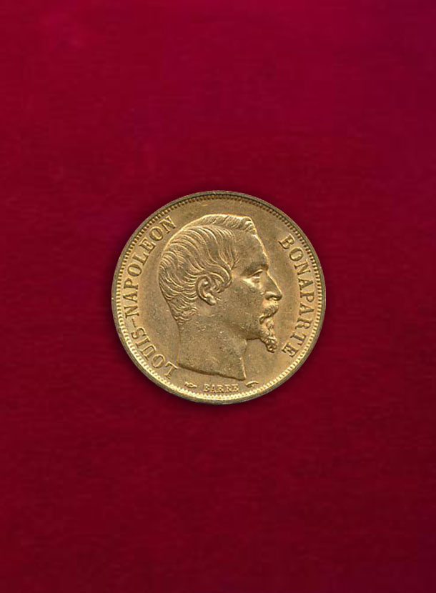 【フランス】20 Francs 1852-A ナポレオン3世 無冠