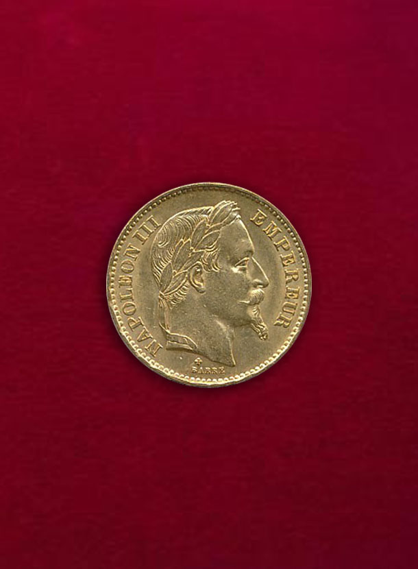 【フランス】20 Francs 1869-A ナポレオン3世 月桂冠