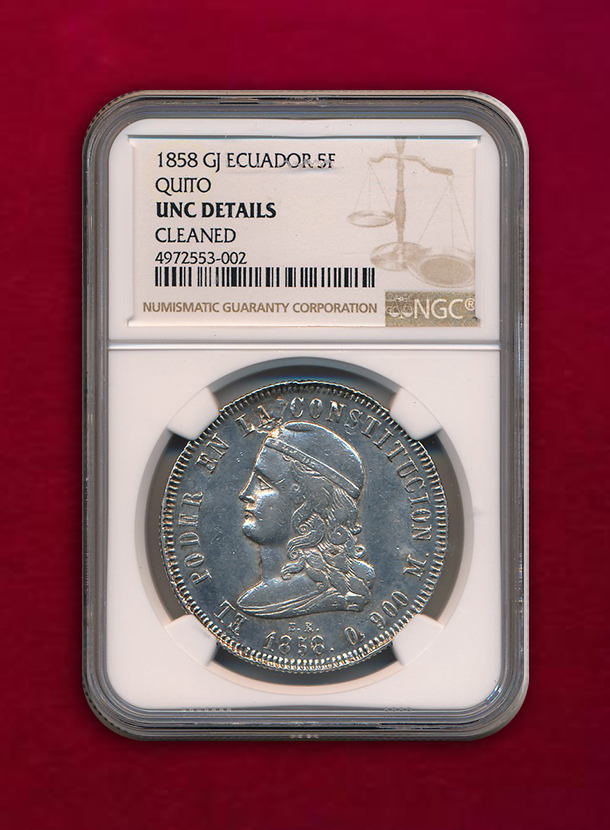 【 エクアドル 】5 Francos 1858