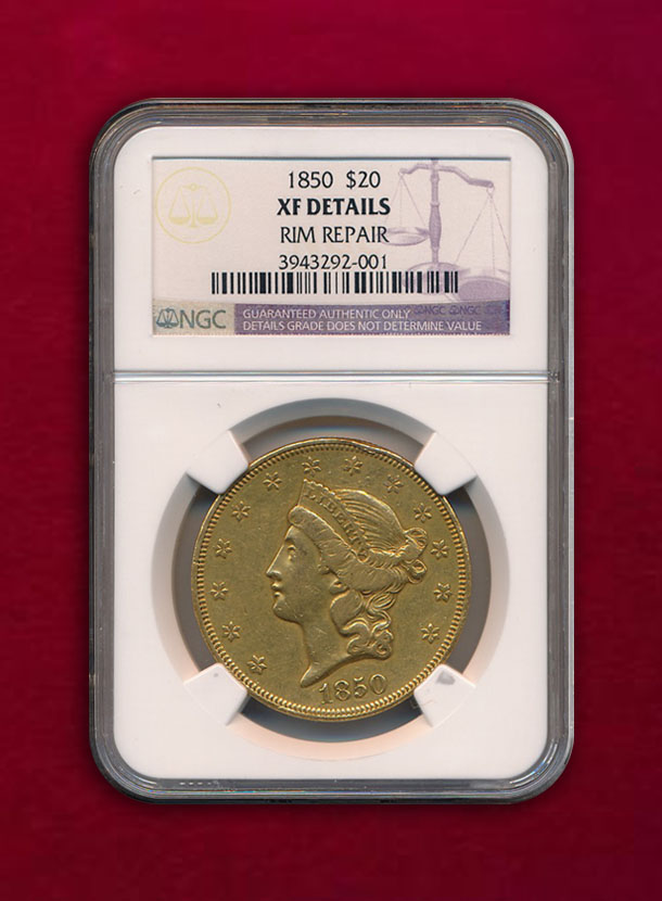 【 U.S.A. 】 20 Dollars 1850 女神