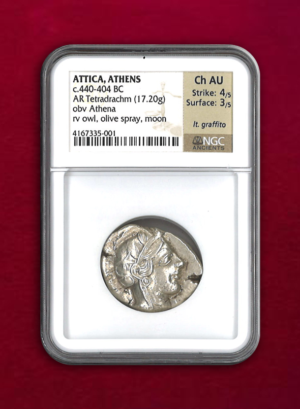 【アッティカ , アテネ】Tetradrachm　c.440-404 BC　NGC Ch AU Strike4/5, Surface3/5