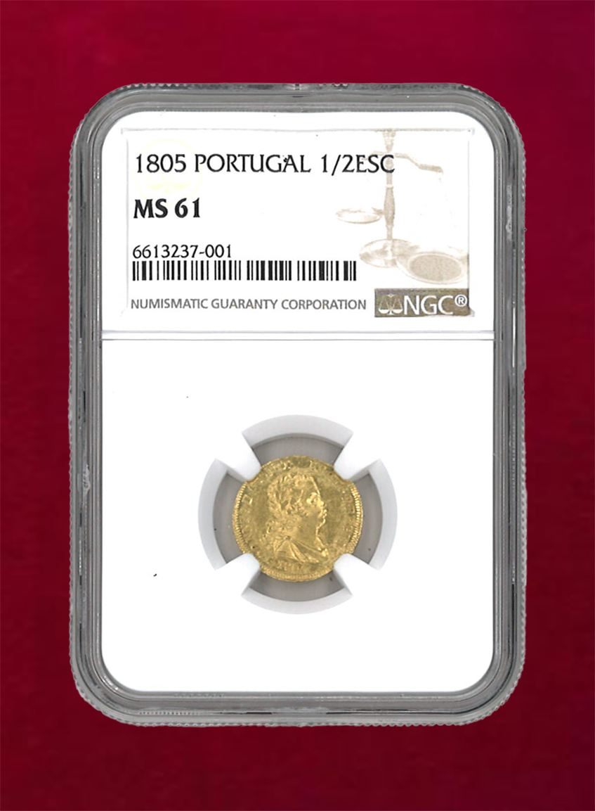 【ポルトガル】1/2 ESCUDO　1805　NGC MS61