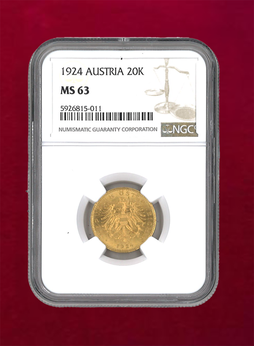 【オーストリア】20K　1924　NGC MS63