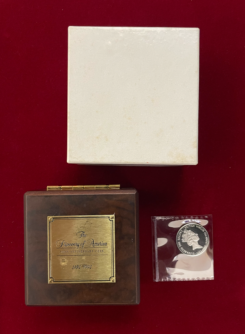 【英領バージン諸島】1000 Dollars　アメリカ発見500周年記念プラチナ貨　プルーフ　1992　ケース付き