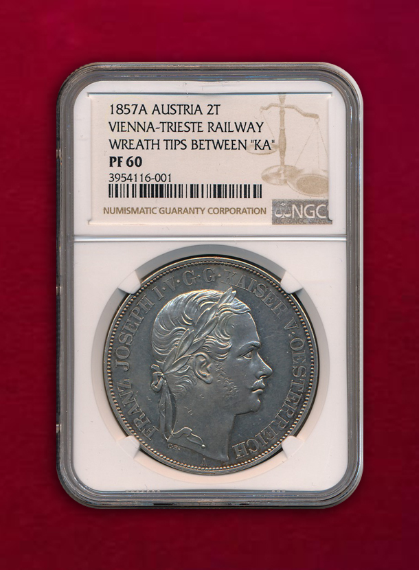 【オーストリア】2 Thaler　1857　ウィーン・トリエステ鉄道開通