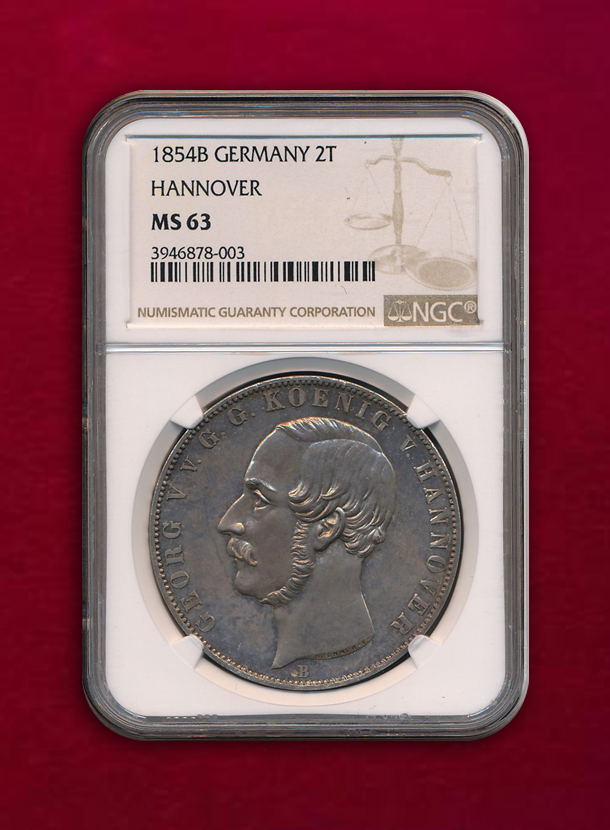 【ドイツ・ハノーファー】2 Thaler　1854　ゲオルク5世