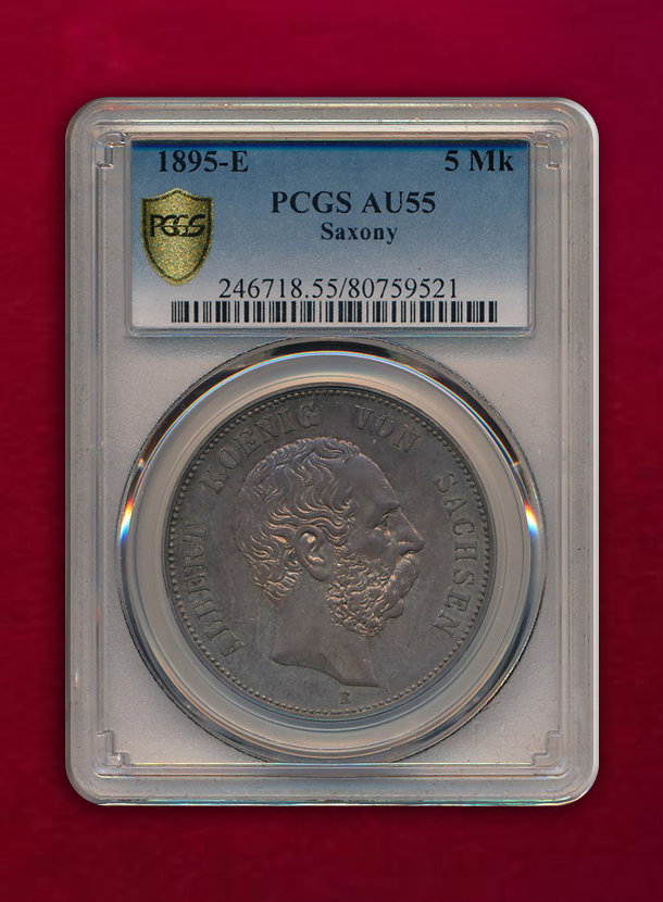 【ドイツ・ザクセン 】5Mark　1895-E　アルベルト