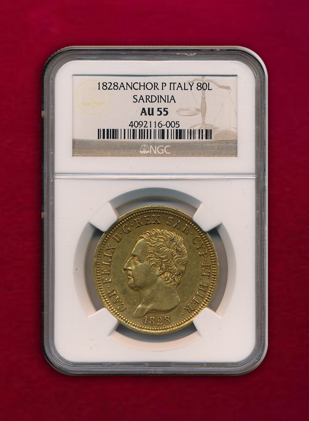 【イタリア・サルディニア 】80 Lire　1828　カルロ・フェリーチェ